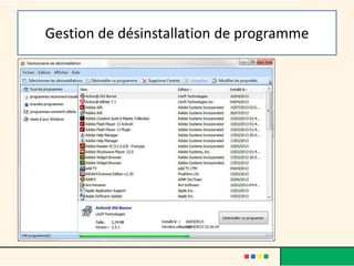 Gestion de désinstallation de programme
 
