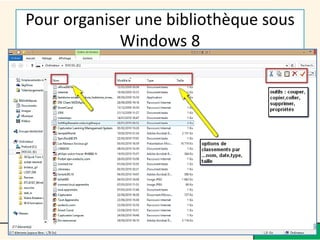 Pour organiser une bibliothèque sous
Windows 8
 
