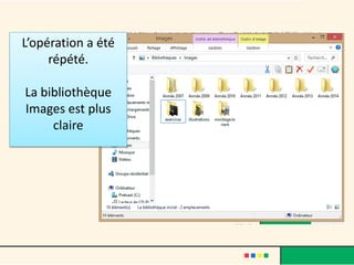 L’opération a été
répété.
La bibliothèque
Images est plus
claire
 