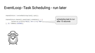 EventLoop -Task Scheduling - run later
scheduling task to run
after 10 seconds
 