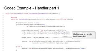 Codec Example - Handler part 1
Call service to handle
business rules
 