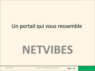 Un portail qui vous ressemble  NETVIBES 18/12/2008 L'@telier - Médiathèque de Lorient 