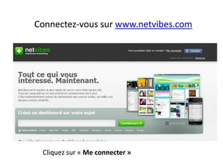 Connectez-vous sur www.netvibes.com Cliquez sur « Me connecter » 