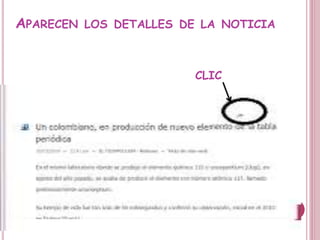 APARECEN LOS DETALLES DE LA NOTICIA 
CLIC 
 