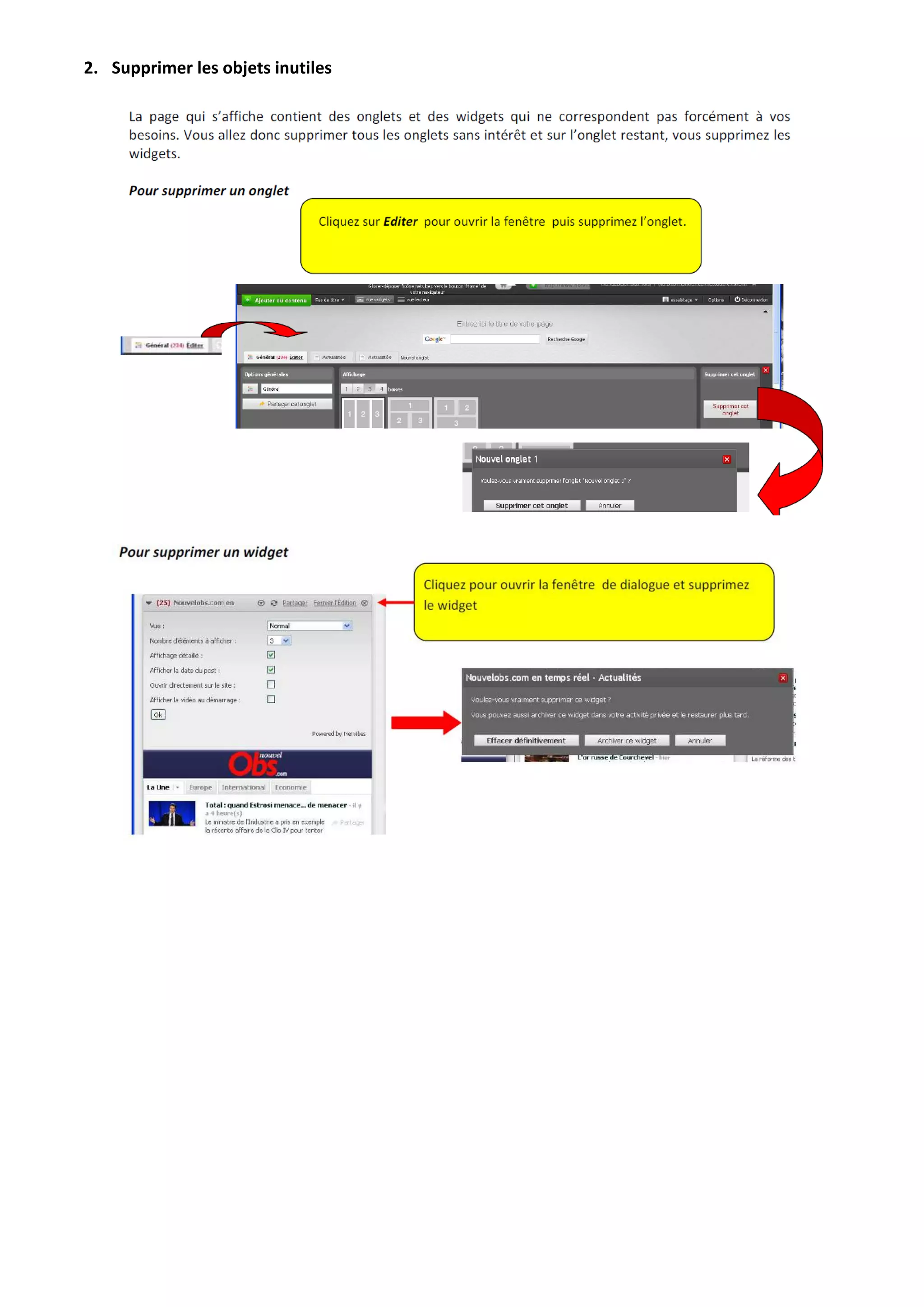 2. Supprimer les objets inutiles
 