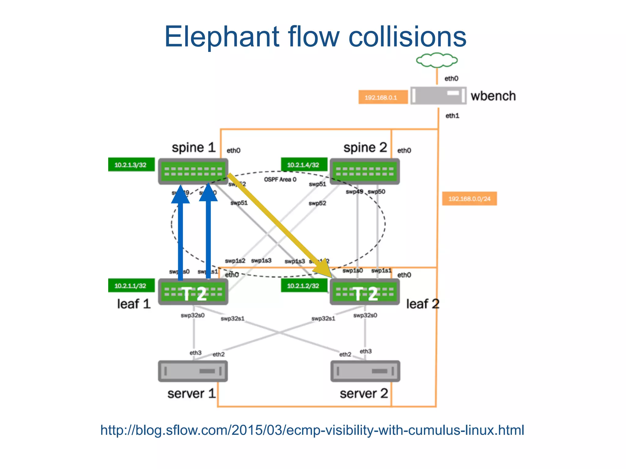 Elephant flow collisions
http://blog.sflow.com/2015/03/ecmp-visibility-with-cumulus-linux.html
 
