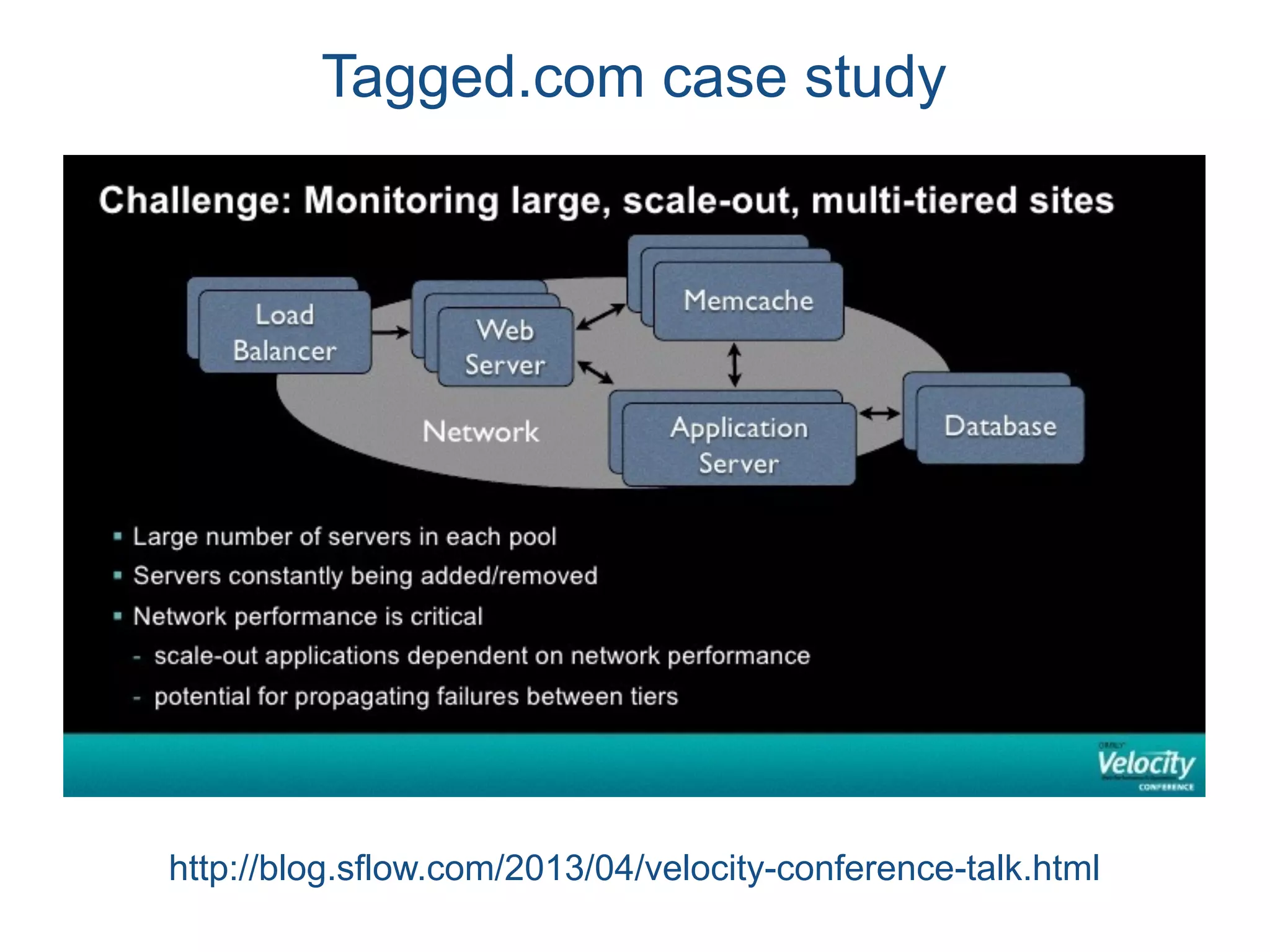 Tagged.com case study
http://blog.sflow.com/2013/04/velocity-conference-talk.html
 