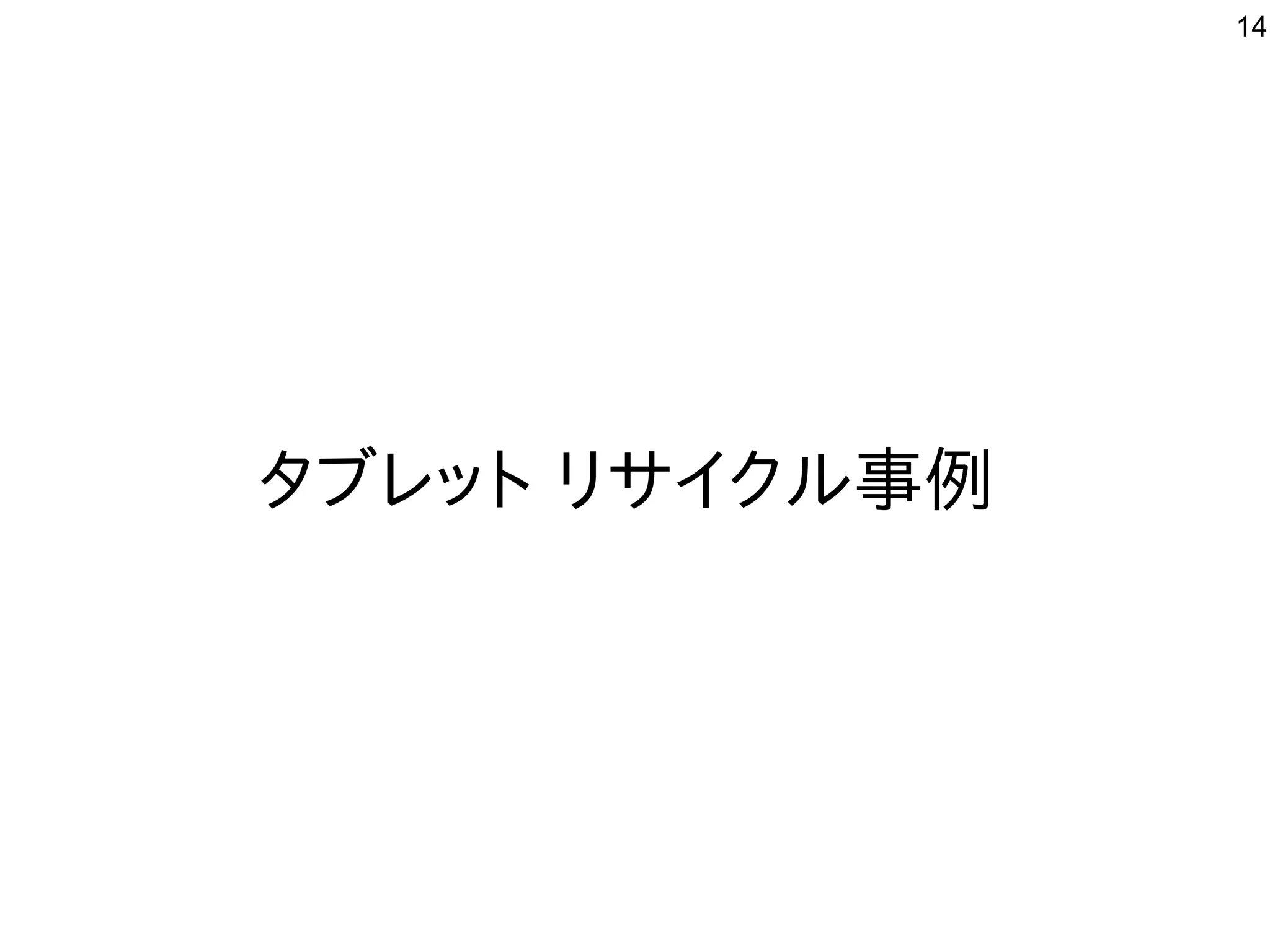 14
タブレットに リサイクルしよう 事例
 