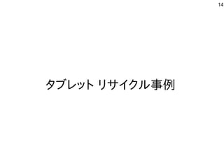 14
タブレットに リサイクルしよう 事例
 