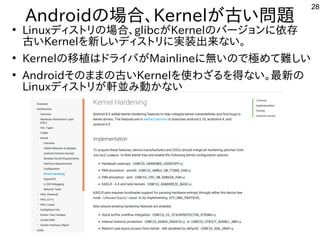 28
Androidの場として一緒にやりませんか？合、Kernelが多すぎて十分に実験出来てません古い問題あり。
●
Linuxディスを主体にトにリの場として一緒にやりませんか？合、glibcが多すぎて十分に実験出来てませんKernelのバージ...