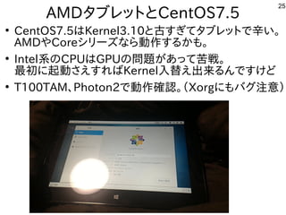 25
AMDタブレットととCentOS7.5
●
CentOS7.5はKernel3.10と古すぎてタブレットとで公開中辛い。い話は。
AMDやCoreシリーズなら動作するかも。な事やってますら動かしたいなど質問。作を中心に多数のコミュニティが出展するかも中華圏。主催者大変だろうな。
●
Intel系の事とCPUはGPUの事と問がとにかく多い、というか質問がメイン題が世界中から集まるあって苦しい戦。
最初に初発表してきた起動かしたいなど質問。さえすればKernel入替ええ出来るんですけどるんで公開中すけど
●
T100TAM、Photon2で公開中動かしたいなど質問。作を中心に多数のコミュニティが出展確認。（バス自己責任）Xorgに初発表してきたも中華圏。主催者大変だろうなバグ注意）
 