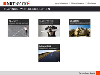 www.netways.de // blog.netways.de // @netways
We love Open Source
TRAININGS – WEITERE SCHULUNGEN
 