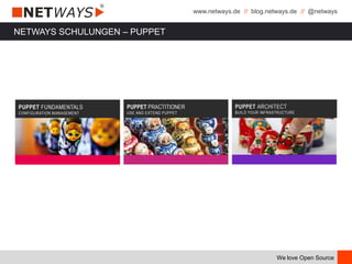 www.netways.de // blog.netways.de // @netways
We love Open Source
NETWAYS SCHULUNGEN – PUPPET
 
