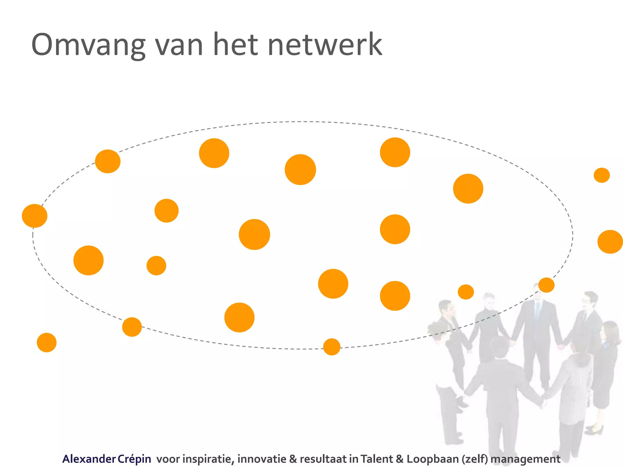 Omvang van het netwerk
AlexanderCrépin voor inspiratie, innovatie & resultaat inTalent & Loopbaan (zelf) management
 