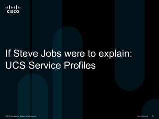 © 2011 Cisco and/or its affiliates. All rights reserved. Cisco Confidential 26Cisco Confidential© 2010 Cisco and/or its affiliates. All rights reserved. 26
If Steve Jobs were to explain:
UCS Service Profiles
 