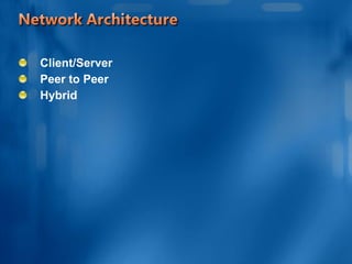 Client/Server Peer to Peer Hybrid 