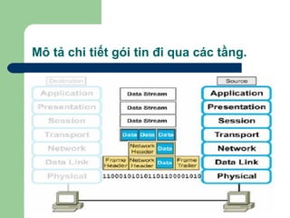 Mô tả chi tiết gói tin đi qua các tầng. 