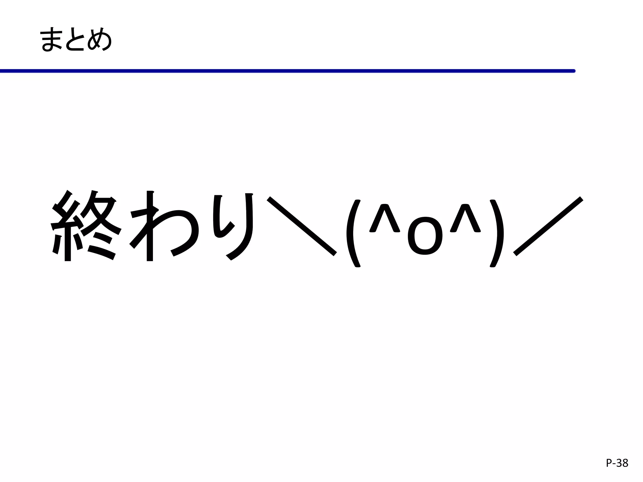 まとめ




終わり＼(^o^)／

             P-38
 