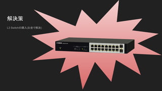 解決策
L3 Switchの購入(お金で解決)
 