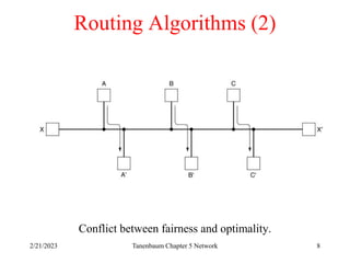 2/21/2023 Tanenbaum Chapter 5 Network 8
Routing Algorithms (2)
Conflict between fairness and optimality.
 