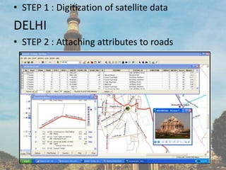 • STEP 1 : Digitization of satellite data
DELHI
• STEP 2 : Attaching attributes to roads
 