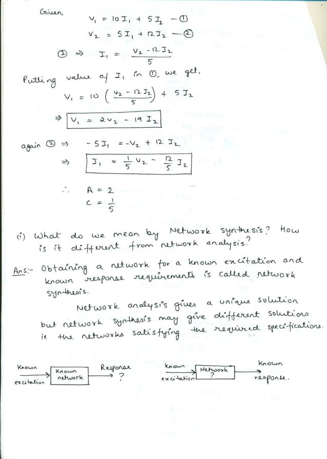 Network analysis and synthesis question and answer...