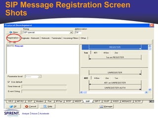 SIP Message Registration Screen
Shots




    Analyze   Assure   Accelerate
 