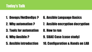 Network Automation (NetDevOps) with Ansible | PDF