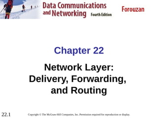 22.1
Chapter 22
Network Layer:
Delivery, Forwarding,
and Routing
Copyright © The McGraw-Hill Companies, Inc. Permission required for reproduction or display.
 