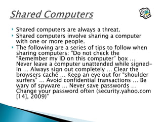 Shared Computer Concerns Network Security Threats and Solutions | PPT