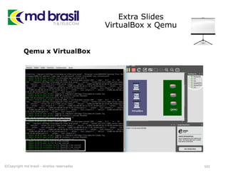 Extra Slides
VirtualBox x Qemu
101
Qemu x VirtualBox
©Copyright md brasil - direitos reservados
 