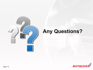 Any Questions?




                       YOUR LOGO
Page  12
 