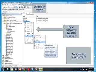 Extension
check
New
network
dataset
creation
Arc catalog
environment
 