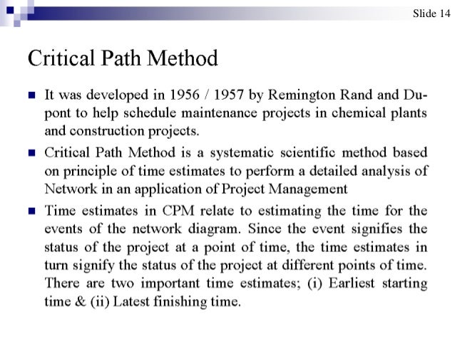 The Critical Path Method With Example Pmp Notes