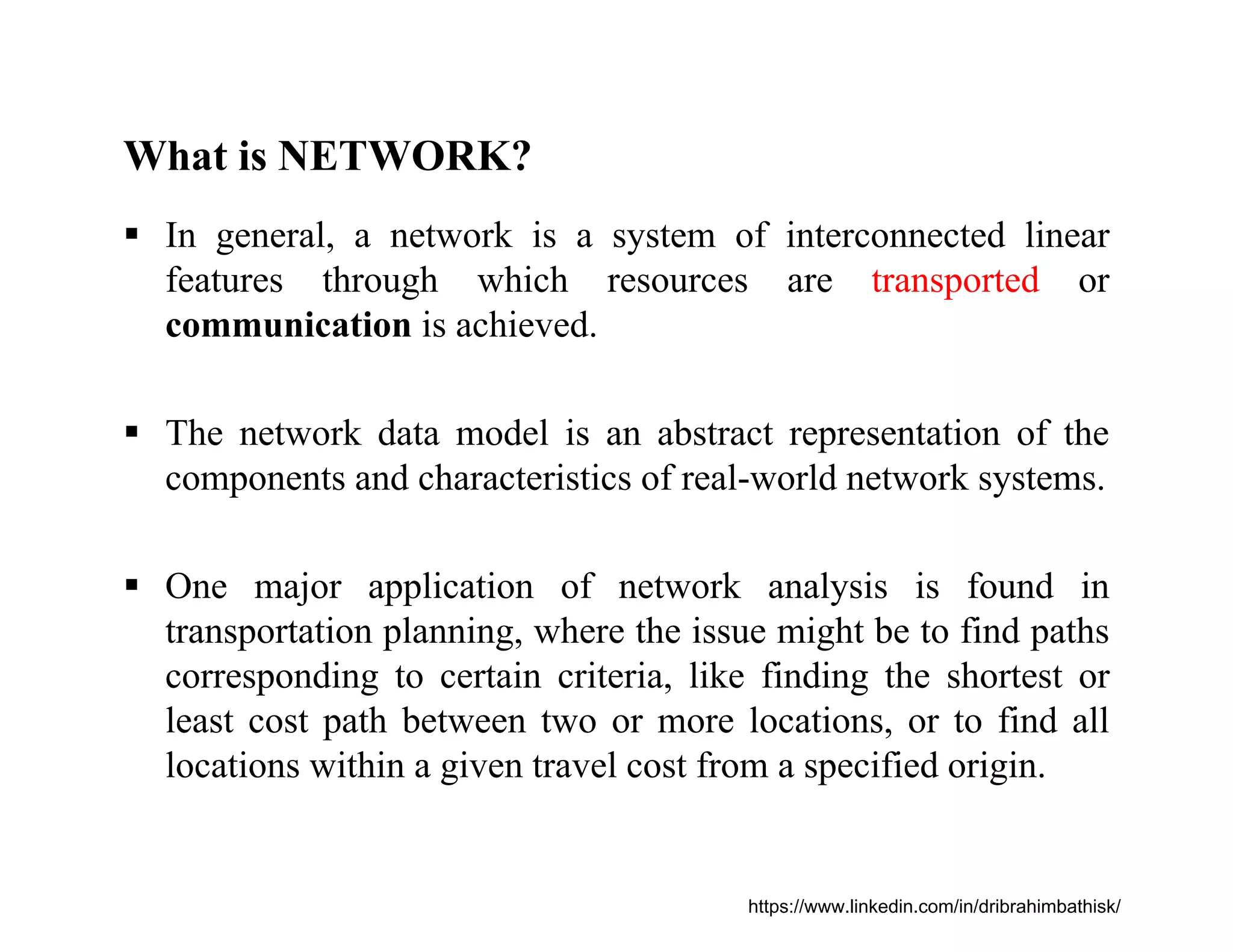 Network analysis in gis , part 1 introduction | PDF