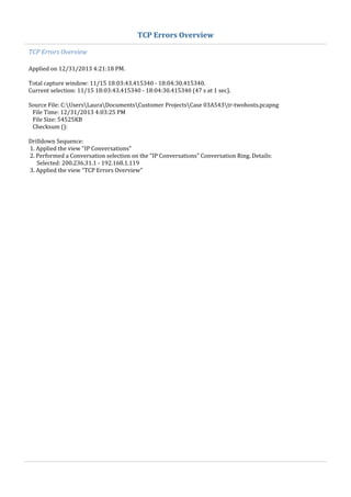 Sample Network Analysis Report based on Wireshark Analysis | PDF