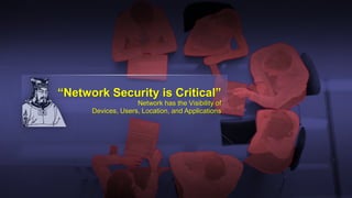 “Network Security is Critical”
Network has the Visibility of
Devices, Users, Location, and Applications
 