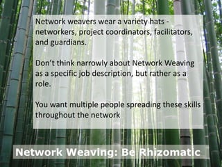 Networking


• Relationship and trust building – glue that keeps
  your network together
• Networking can help you learn y...