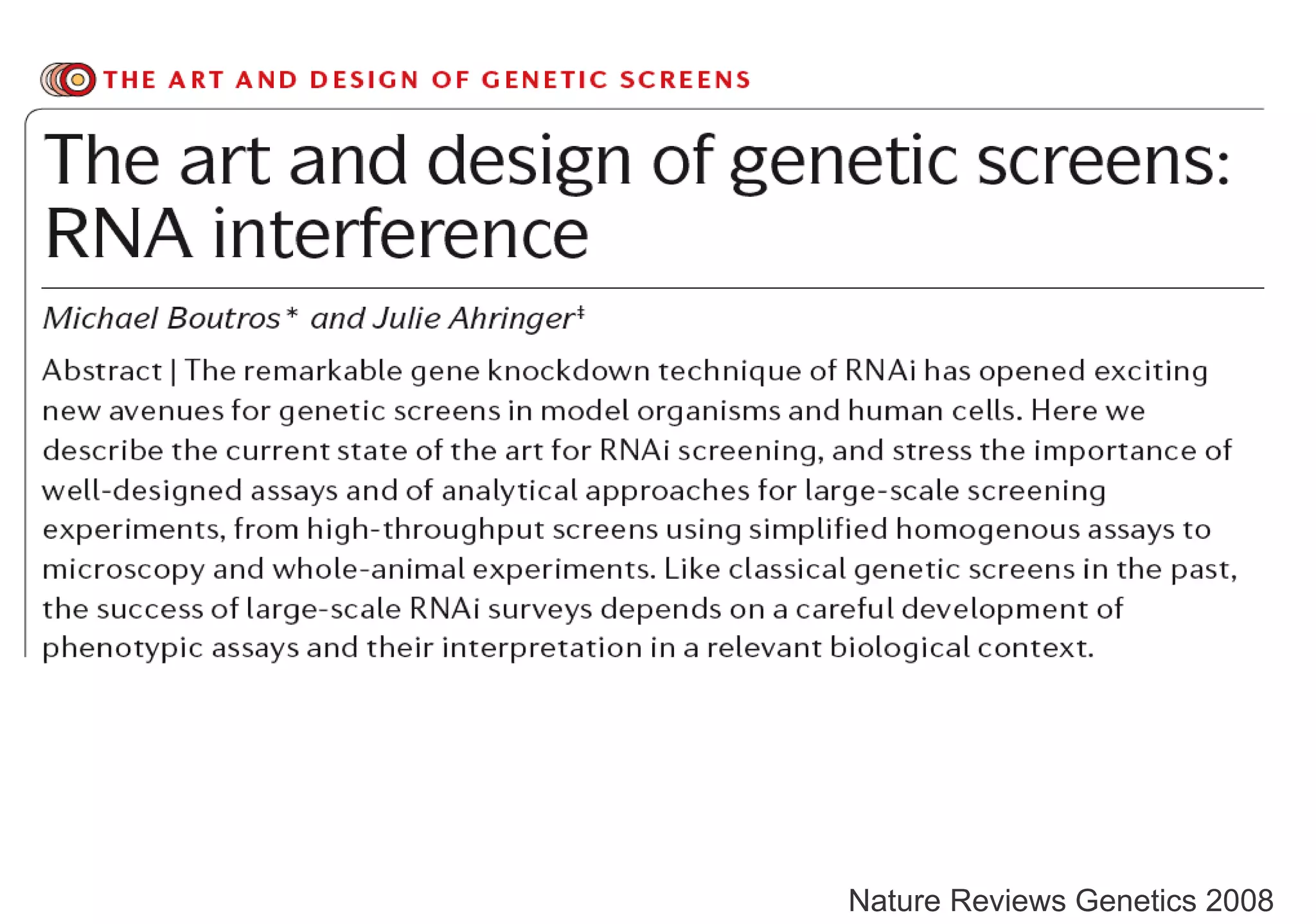 Nature Reviews Genetics 2008 