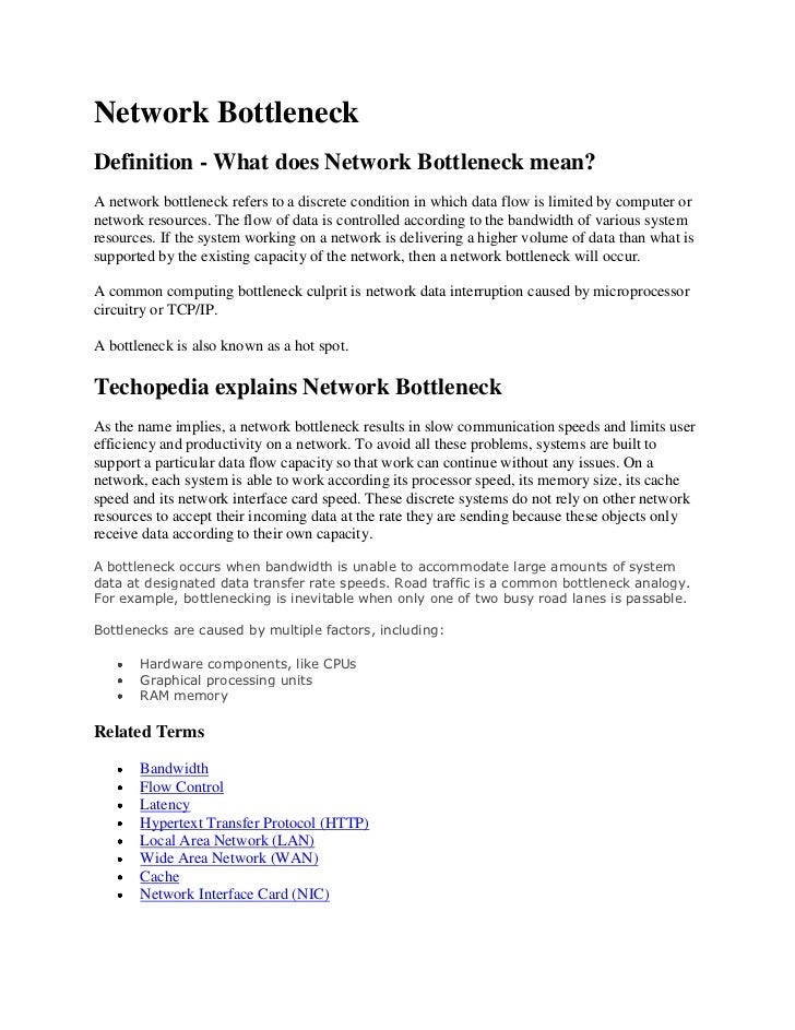 Network bottleneck defination