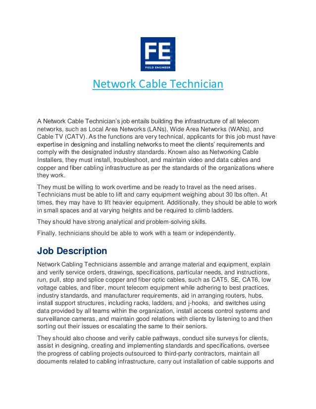 Network Cabling Technician Job Description & Salary Field Engineer