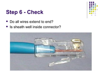 Step 6 - Check
 Do all wires extend to end?
 Is sheath well inside connector?
 