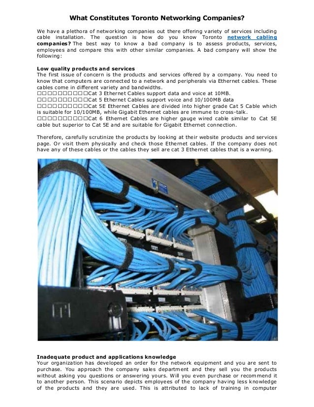 what constitutes toronto networking companies ethernet cable installation services