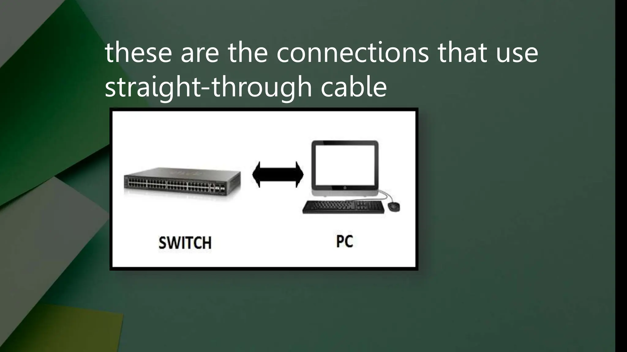 these are the connections that use
straight-through cable
 
