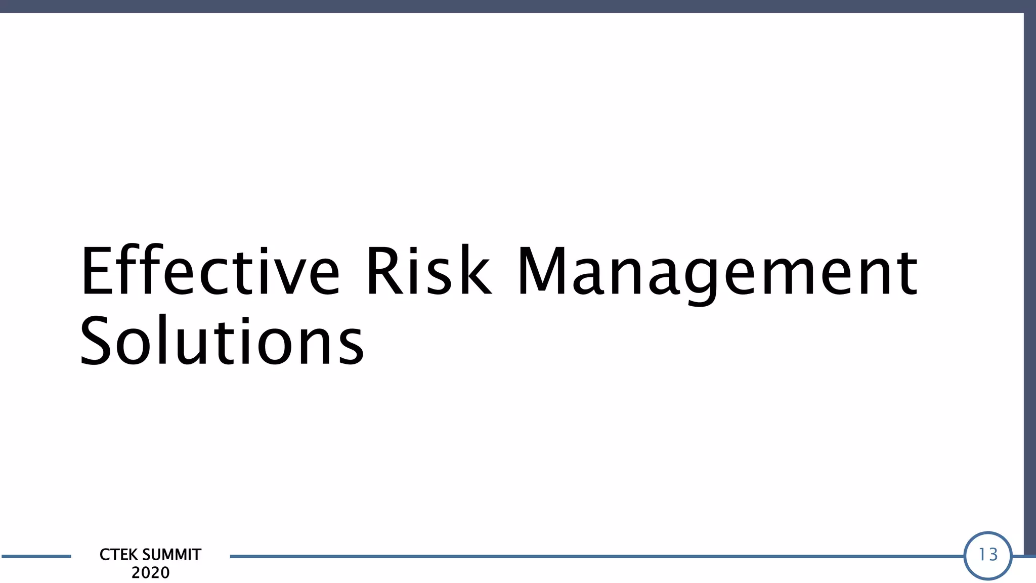 CTEK SUMMIT
2020
Effective Risk Management
Solutions
13
 
