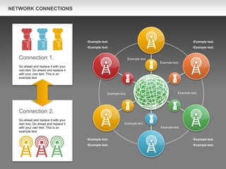 NETWORK CONNECTIONS
Connection 1.
Go ahead and replace it with your
own text. Go ahead and replace it
with your own text. This is an
example text.
Connection 2.
Go ahead and replace it with your
own text. Go ahead and replace it
with your own text. This is an
example text.
Example text.
Example text.
Example text.
Example text.
Example text.
Example text.
•Example text.
•Example text.
•Example text.
•Example text.
•Example text.
•Example text.
•Example text.
•Example text.
 