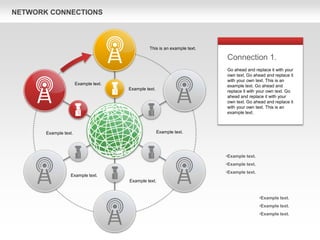 NETWORK CONNECTIONS
Connection 1.
Go ahead and replace it with your
own text. Go ahead and replace it
with your own text. This is an
example text. Go ahead and
replace it with your own text. Go
ahead and replace it with your
own text. Go ahead and replace it
with your own text. This is an
example text.
•Example text.
•Example text.
•Example text.
This is an example text.
Example text.
Example text.
Example text.
Example text.
Example text.
Example text.
•Example text.
•Example text.
•Example text.
 