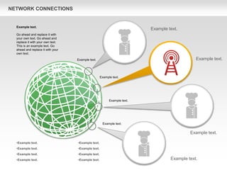NETWORK CONNECTIONS
•Example text.
•Example text.
•Example text.
•Example text.
Example text.
Example text.
Go ahead and replace it with
your own text. Go ahead and
replace it with your own text.
This is an example text. Go
ahead and replace it with your
own text.
Example text.
Example text.
Example text.
•Example text.
•Example text.
•Example text.
•Example text.
Example text.
Example text.
Example text.
Example text.
 