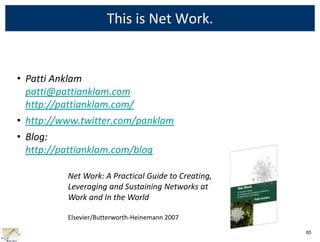 Net work creating and sustaining successful networks
