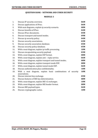 VTU Network & cyber security (1-5 Module) Full notes